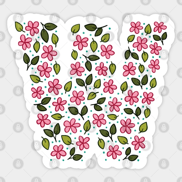 Floral Monogram Letter W Sticker by SRSigs